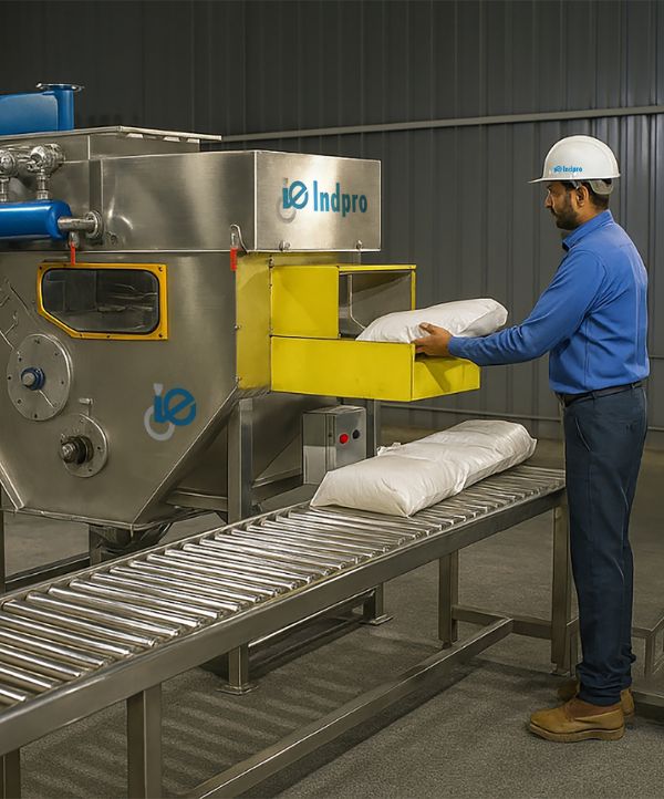 bag slitting station for raw material handling - Indpro