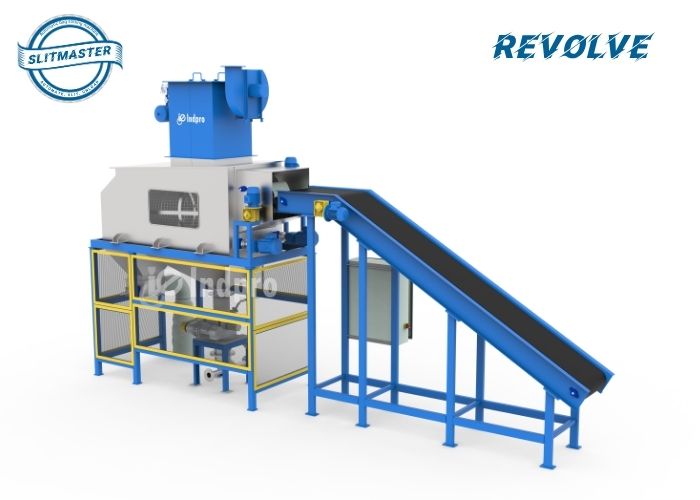 Fully enclosed powder bag slitter with dust control system by Indpro