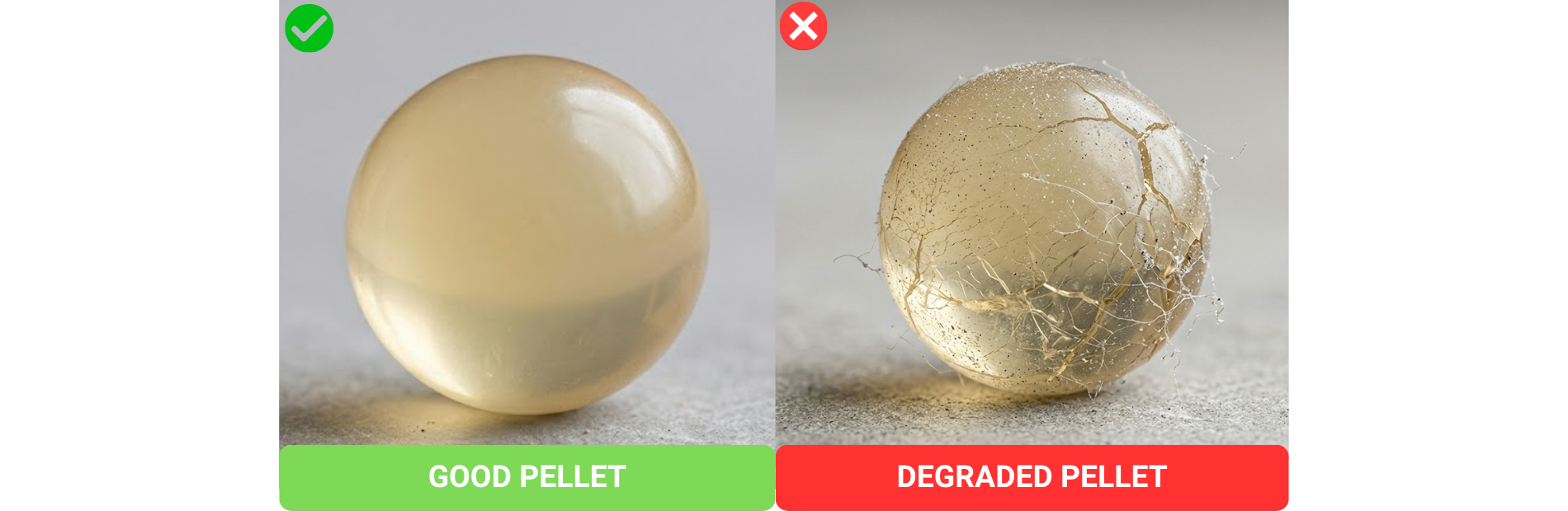 GOOD-PELLETS-DEGRADED PELLETS